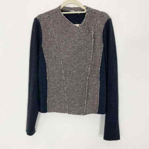 Elie Tahari Gabby Wool Blend Moto Jacket Blazer Asymmetrical Zip Tweed Raw Edge - Picture 2 of 10